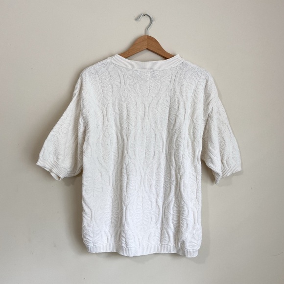 Oversized Vintage Liz Baker Essentials Ivory Textured Knit Top - Picture 7 of 7